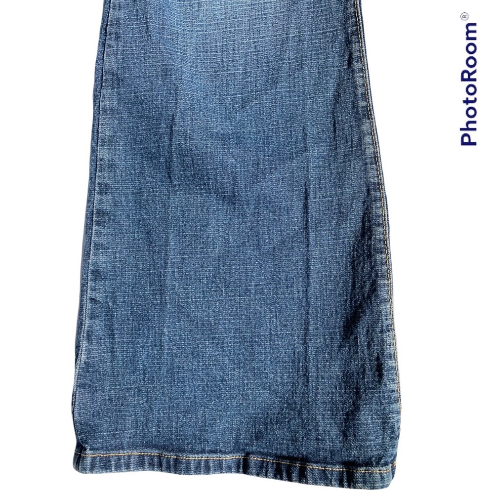 VINTAGE BLUE CULT BOHO HIPSTER FITTED HIGH RISE WIDE LEG FLARE BLUE JEANS - Picture 11 of 15